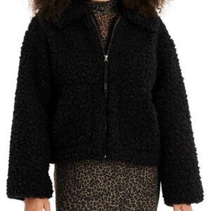 UGG WOMEN'S MAEVE SHERPA JACKET IN Black COLOR retail $198